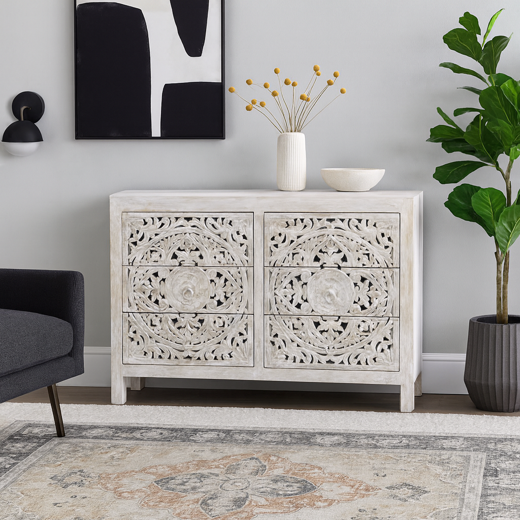 Elyana Carved Wooden Dresser