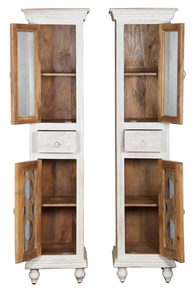 Violet Hand Carved Wooden Bookshelves Set/2