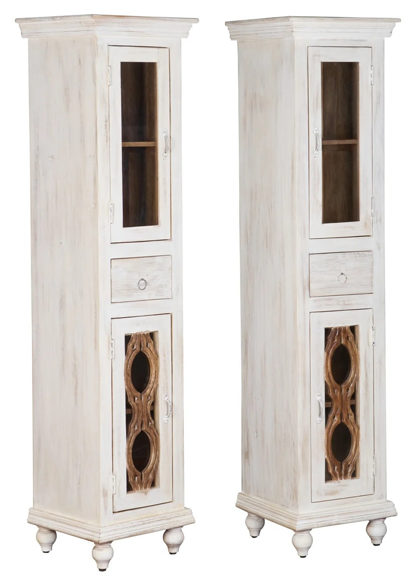 Violet Hand Carved Wooden Bookshelves Set/2