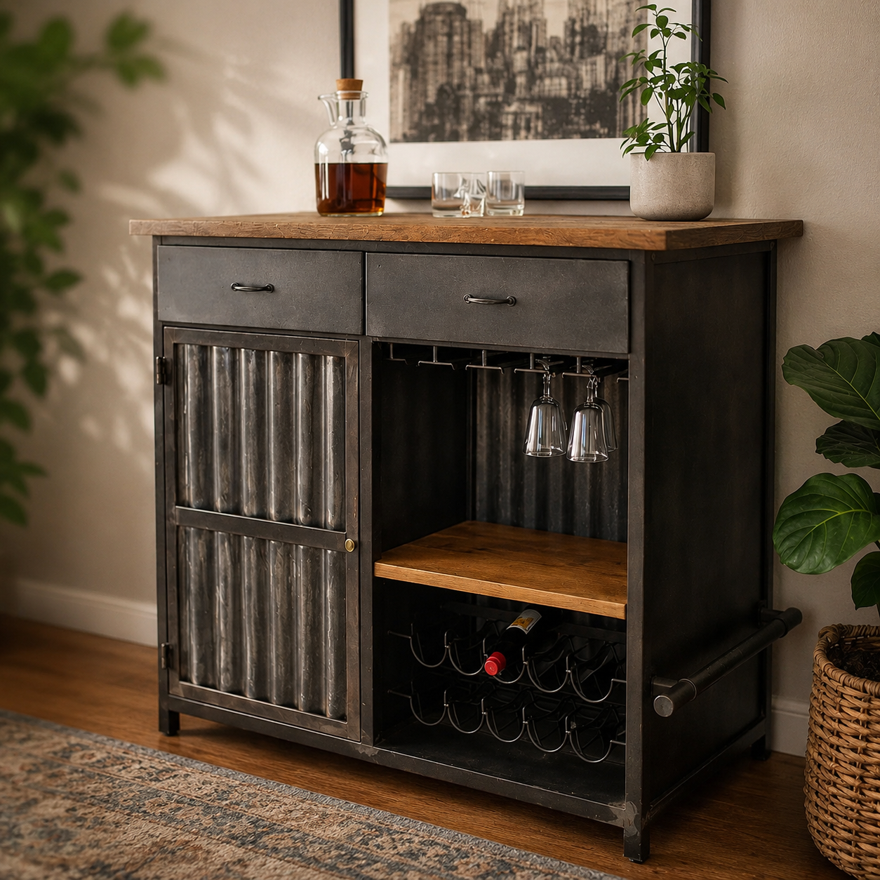 Daniel Wooden Bar Cabinet
