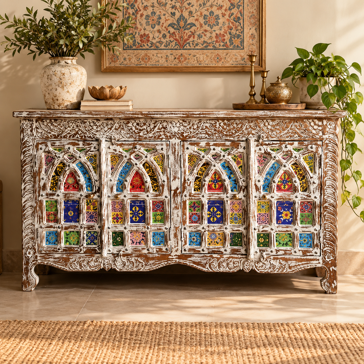 Nora Multi color Tile Sideboard