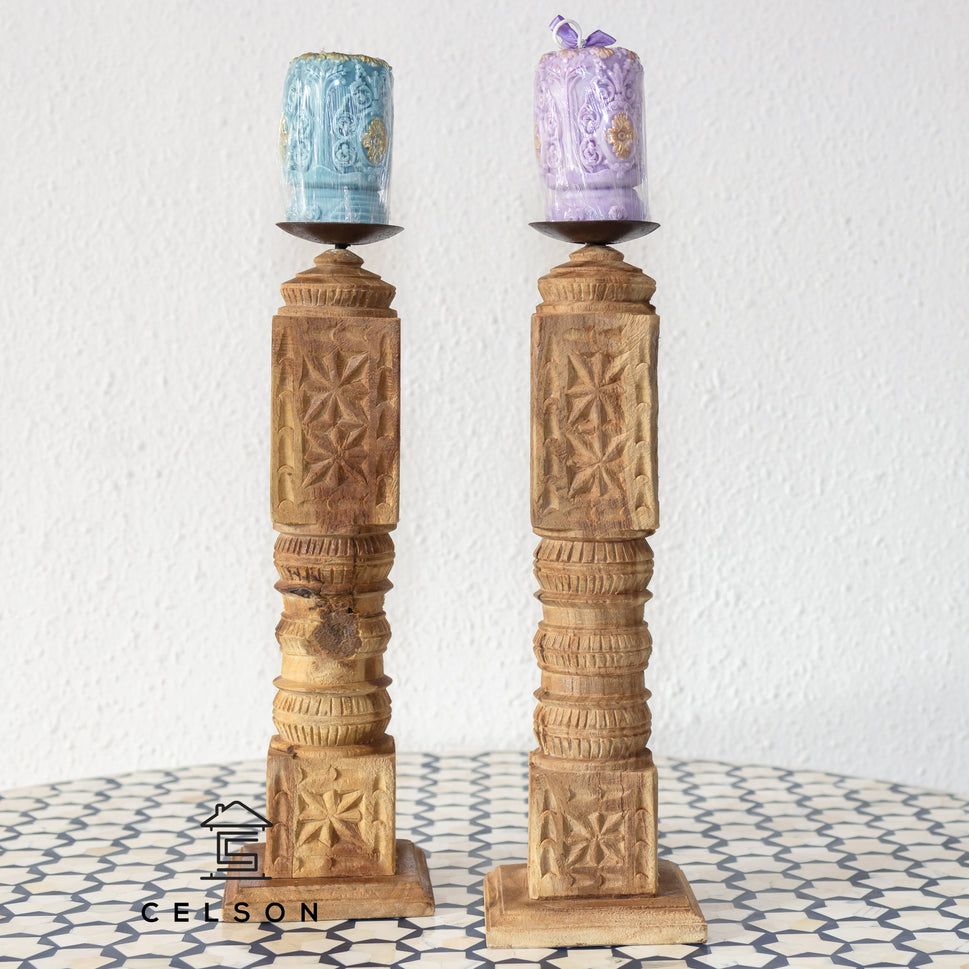 Raghav Wooden Candle Stand