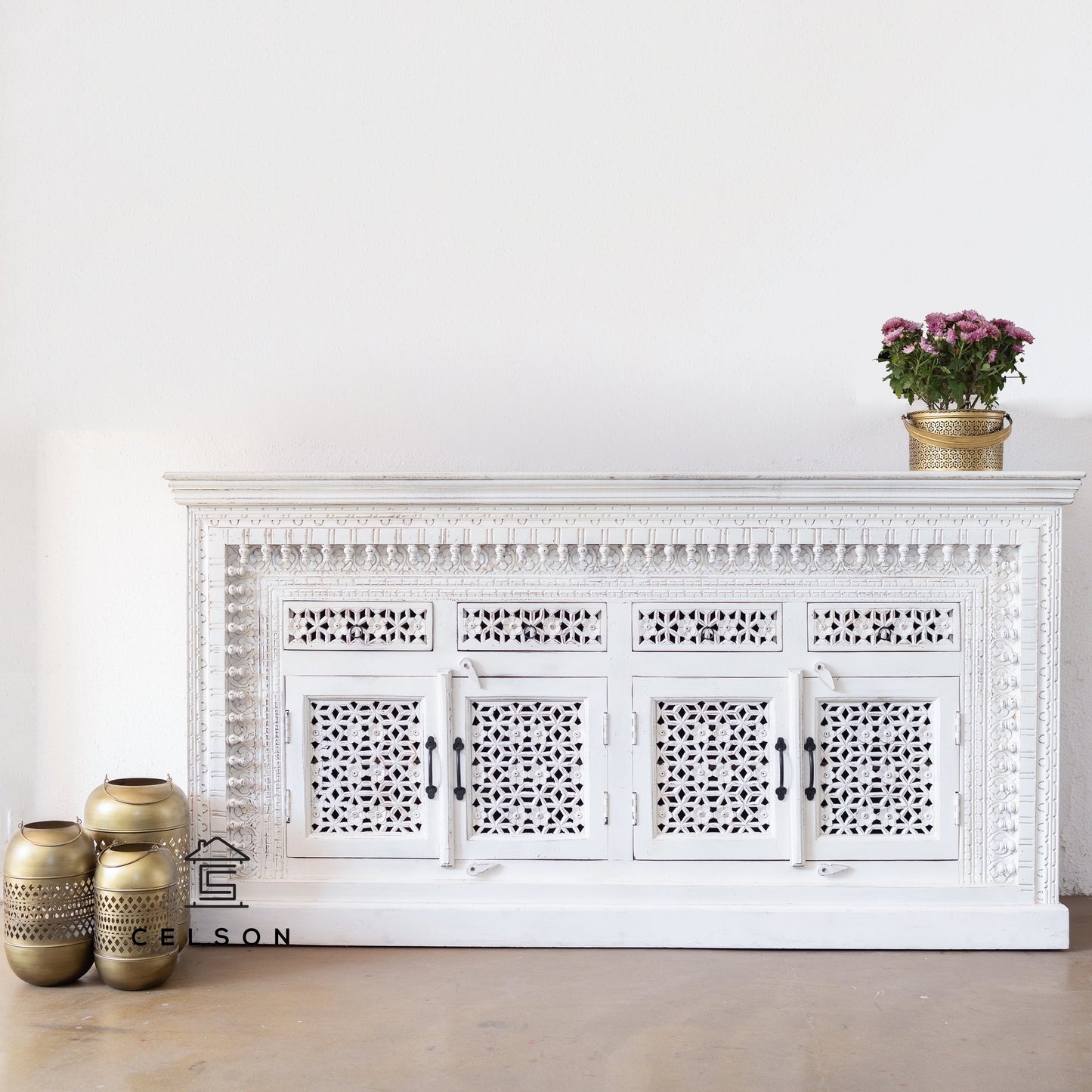 Chen Hand Carved Wooden Sideboard
