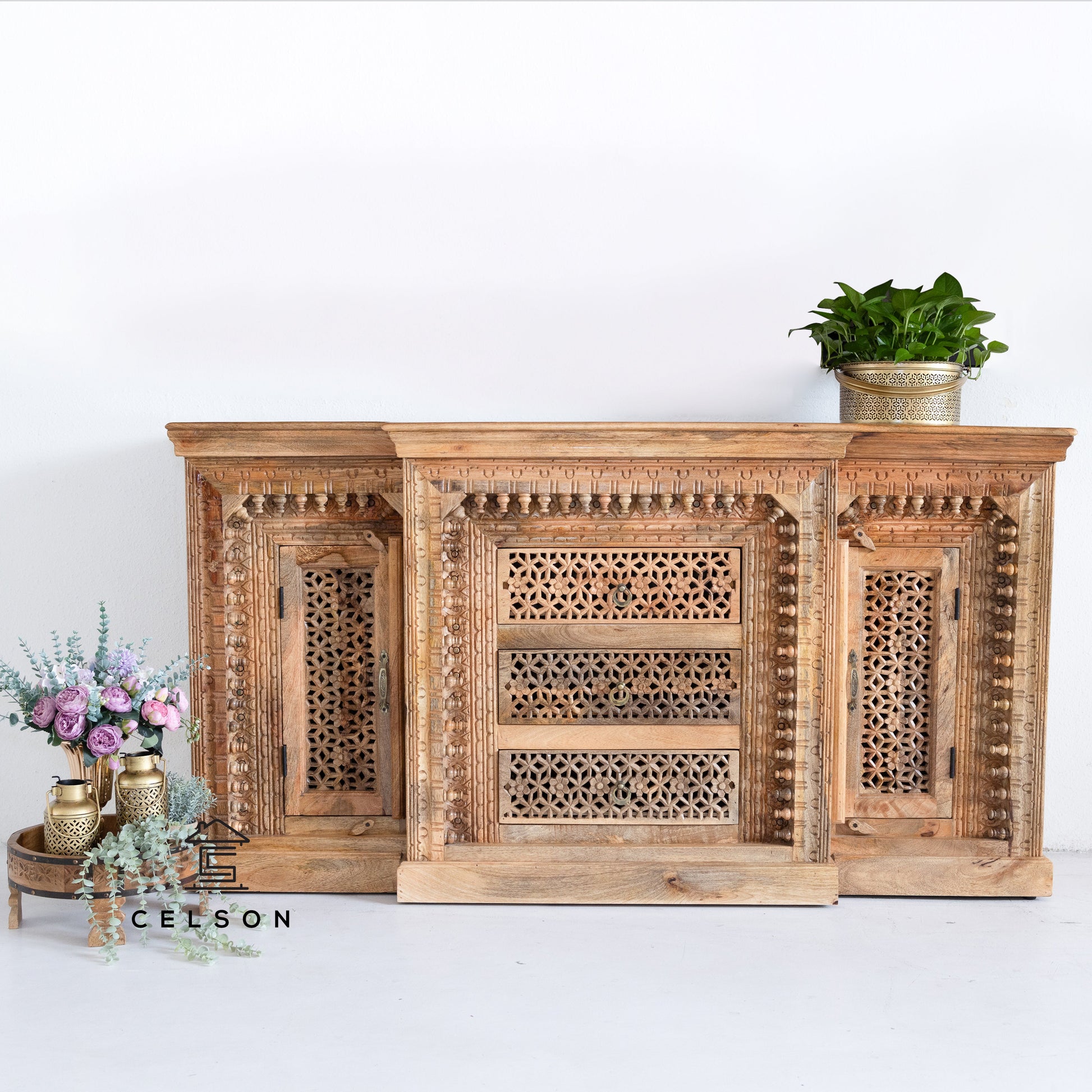 Roobi Hand Carved Side Board