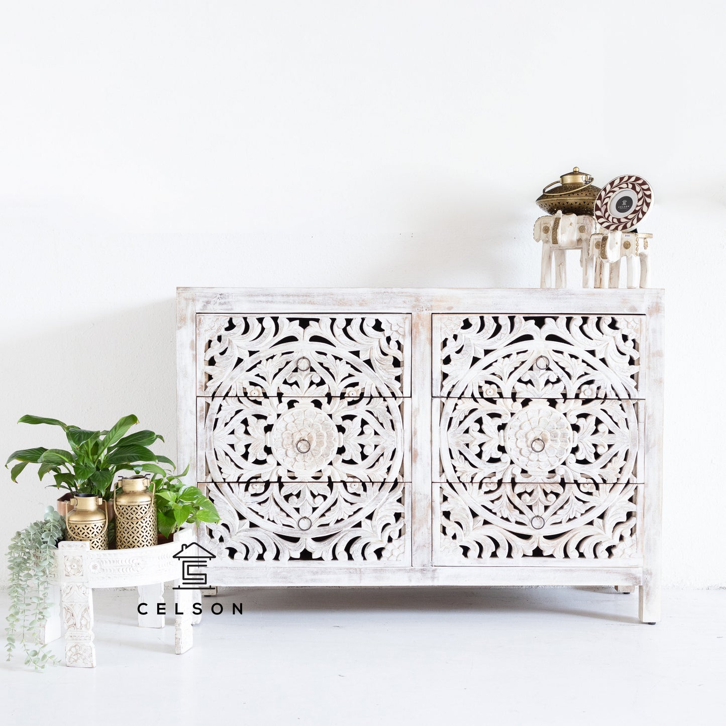 Elyana Carved Wooden Dresser