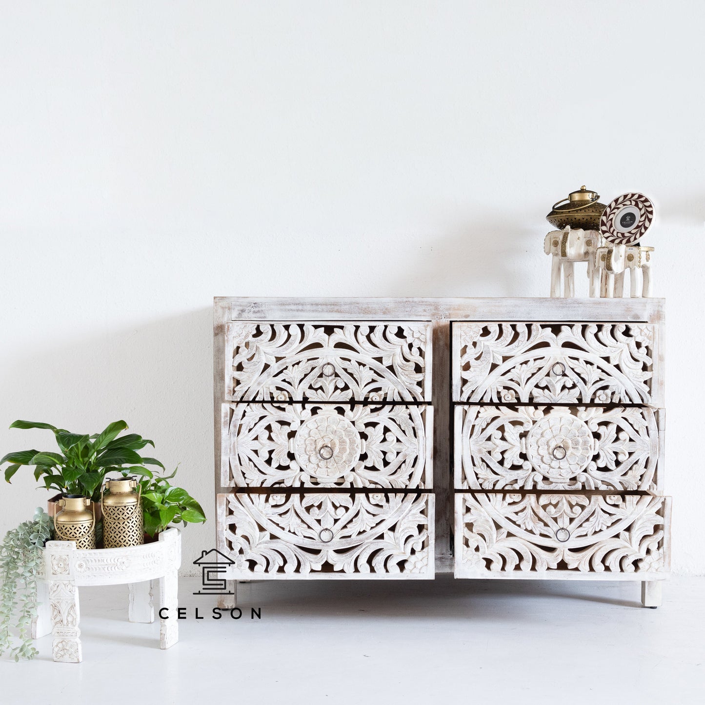 Elyana Carved Wooden Dresser