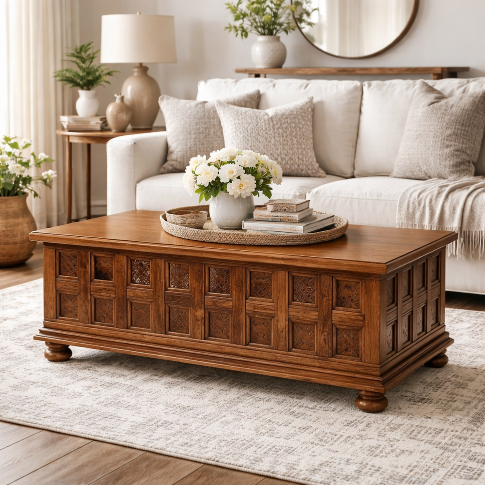 Olivia Hand Carved Coffee Table