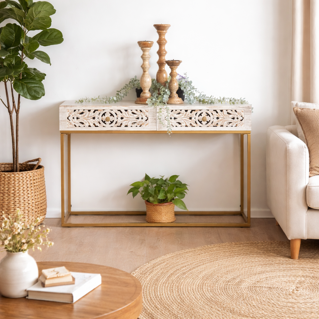 Eva Hand Carved Console Table