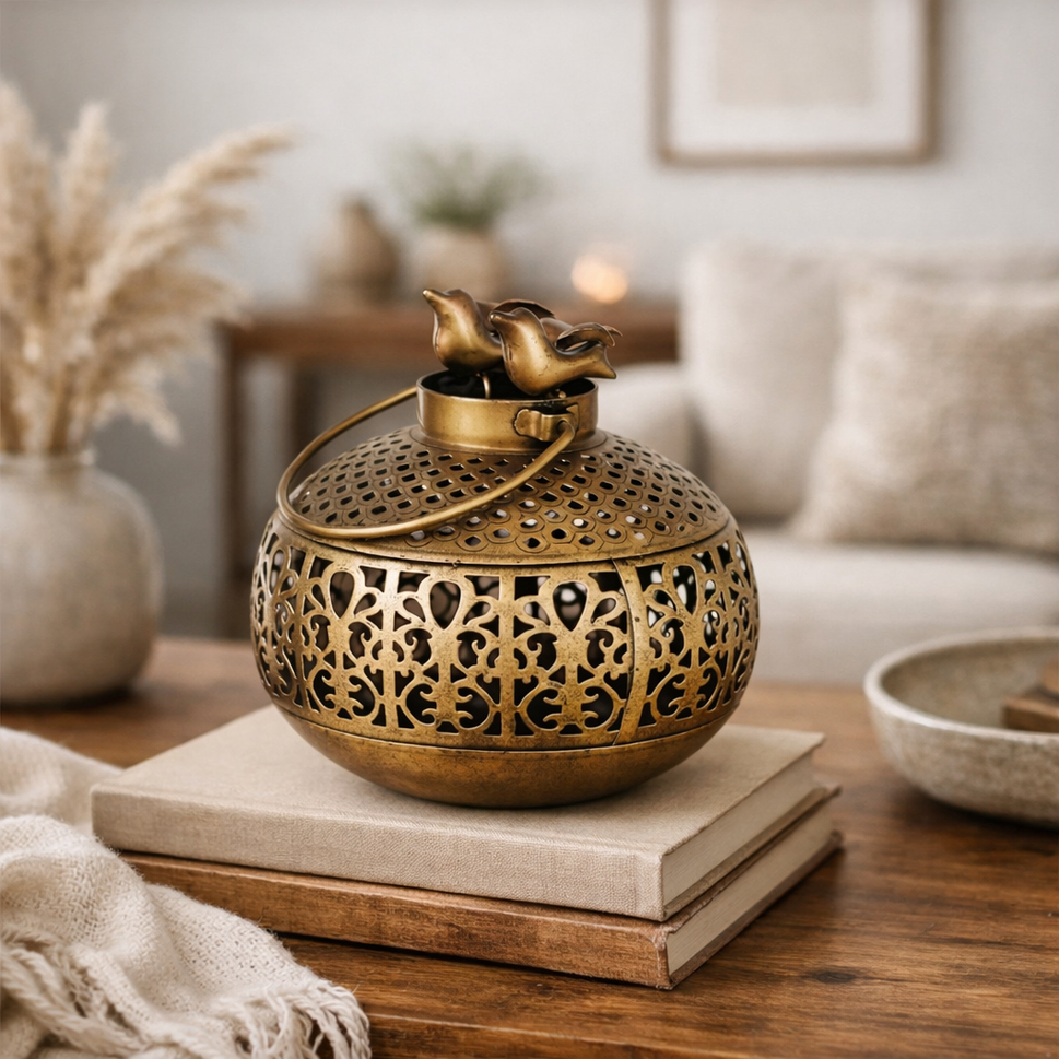 Kia Antique Brass Lantern