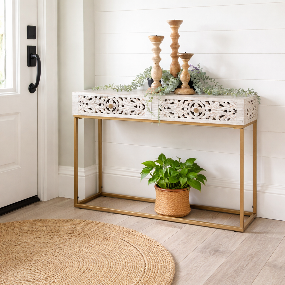 Eva Hand Carved Console Table
