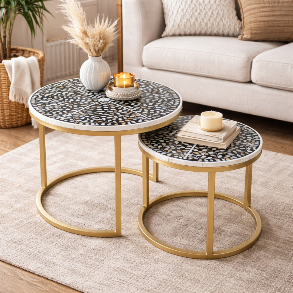 Liam Mother of Pearl Inlay Nesting Coffee Table