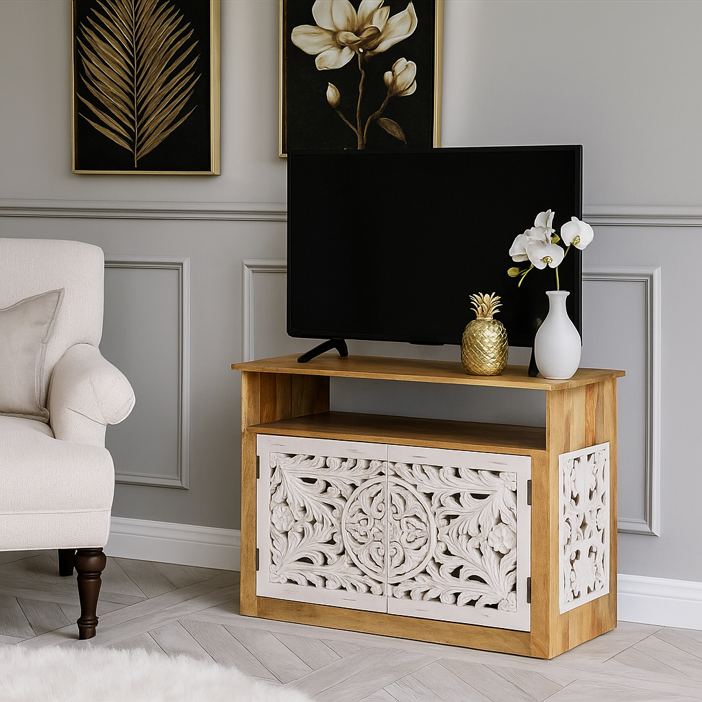 Esom Wooden Carved TV Cabinet