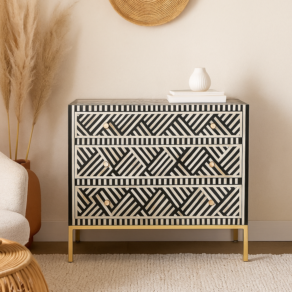 Miffy Bone Inlay Chest of Drawer