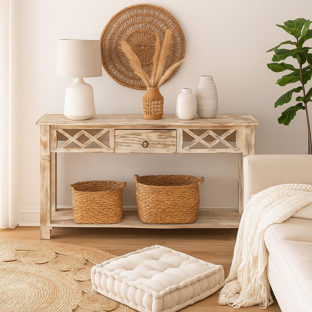 Sally Hand Carved Wooden Console Table