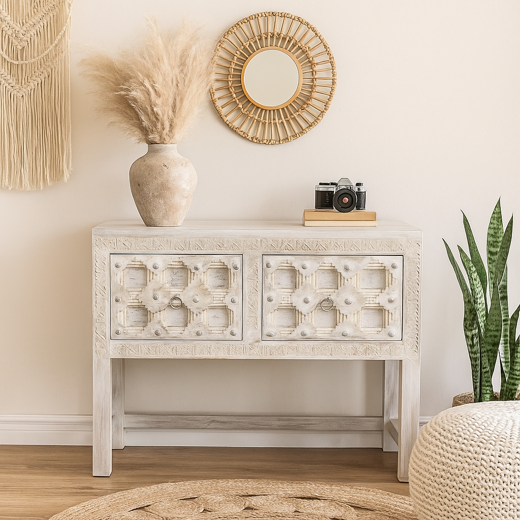 Allison Wooden Hand Carved Console Table