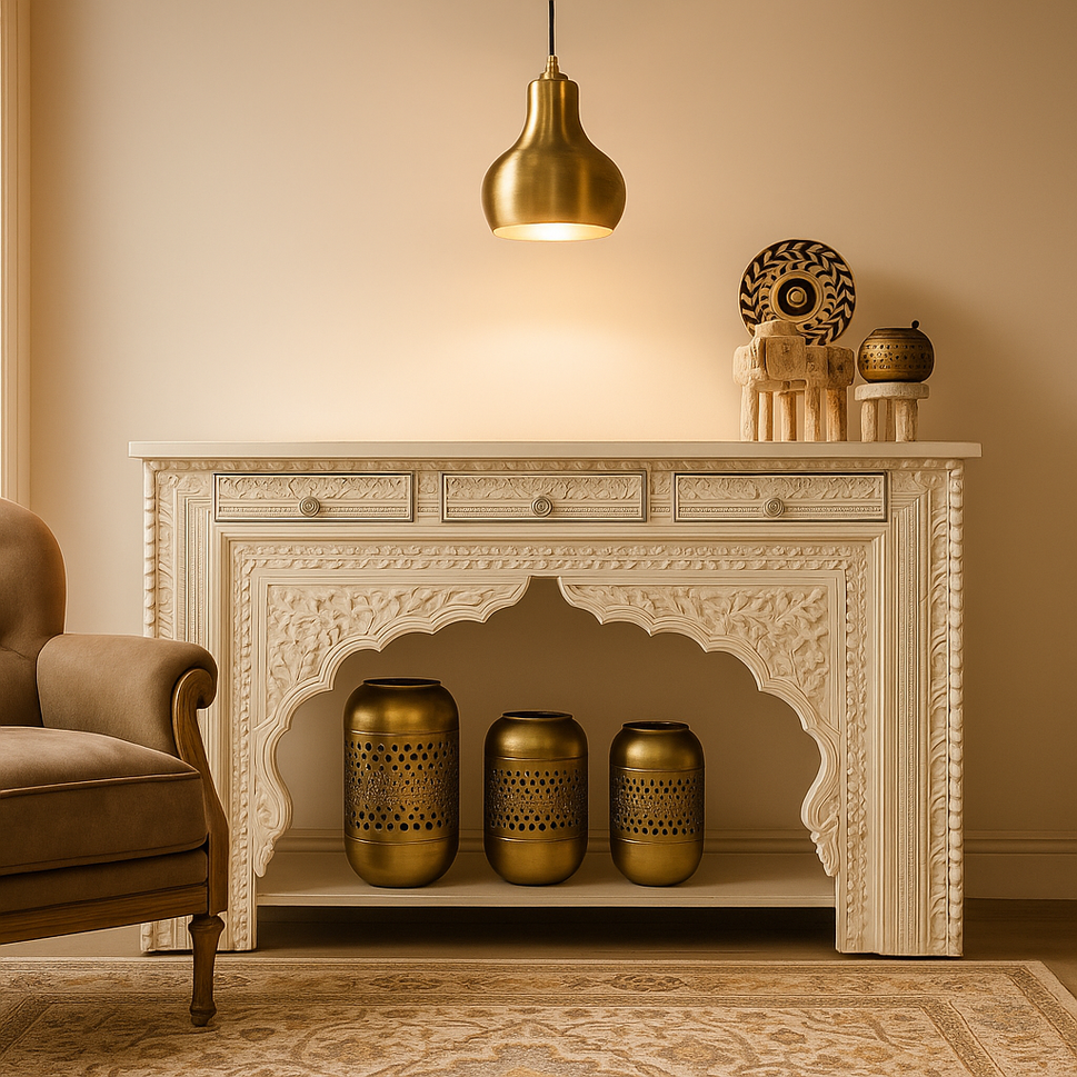 Anita Hand Carved Wooden Console Table