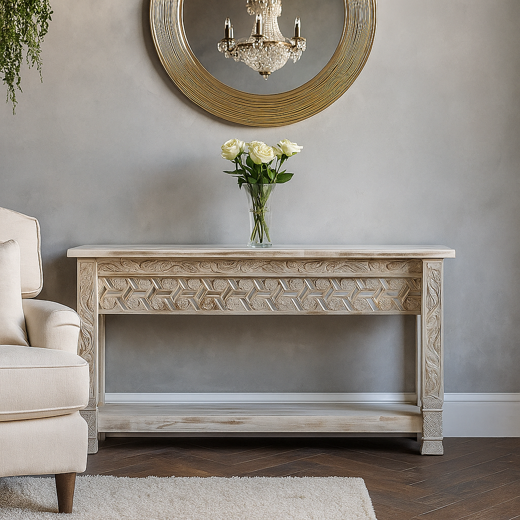 Laki Wooden Hand  Carved Console Table