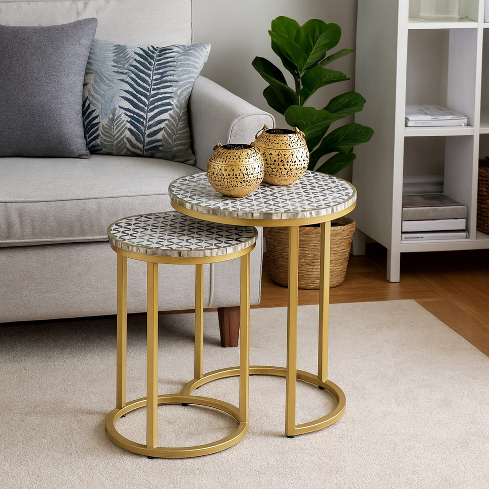 Miranda Mother of Pearl Inlay Nesting Table