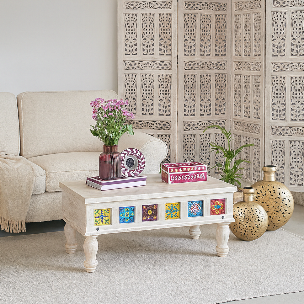 Willy Carved Tile Coffee Table