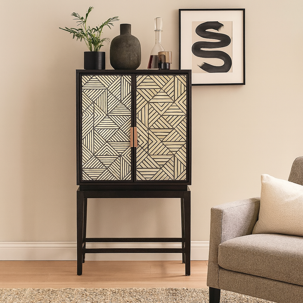 Kalpen Bone Inlay Bar Cabinet
