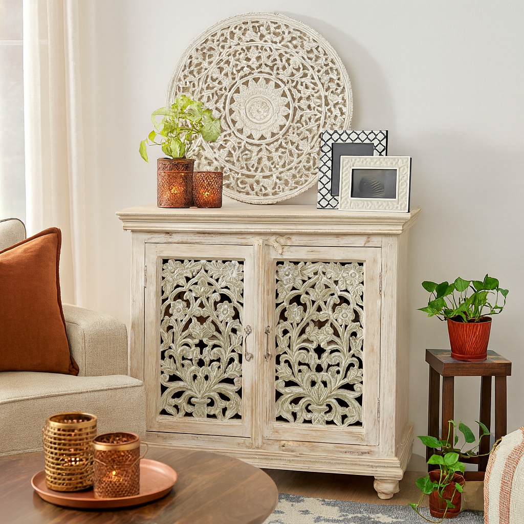 Logan Carved Wooden Cabinet