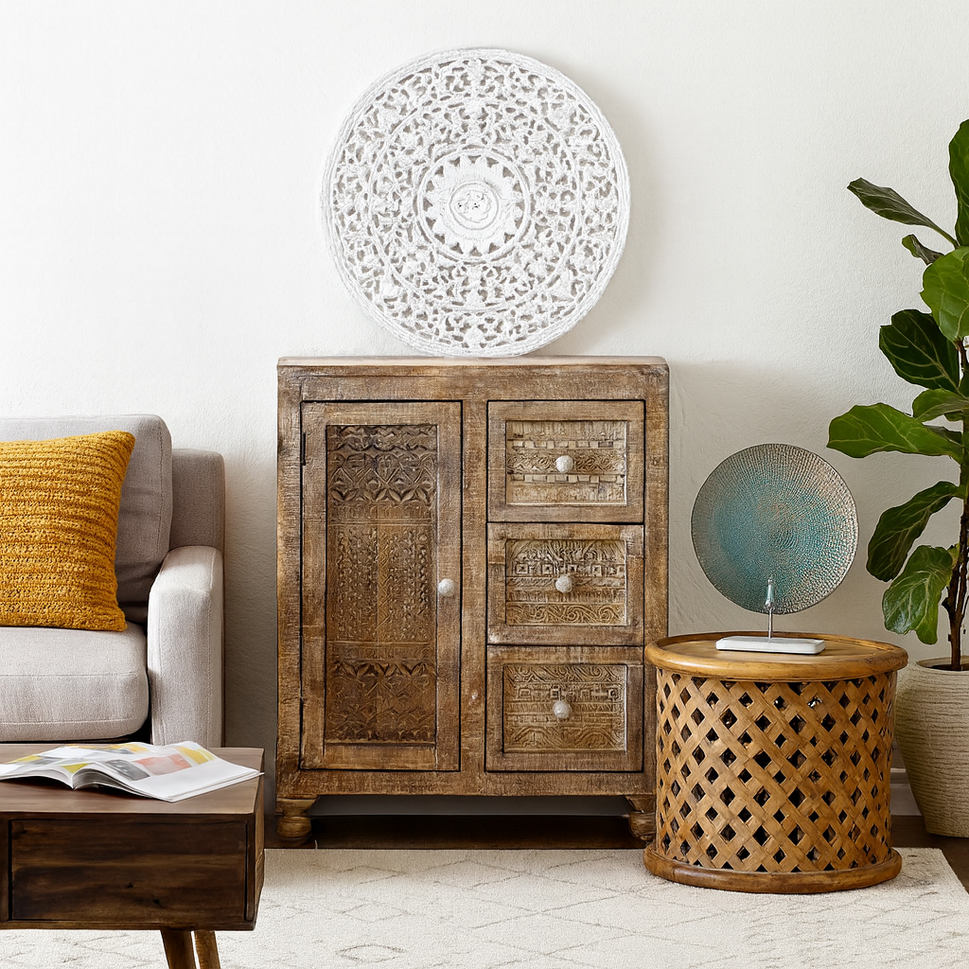 Luka Wooden Carved Chest