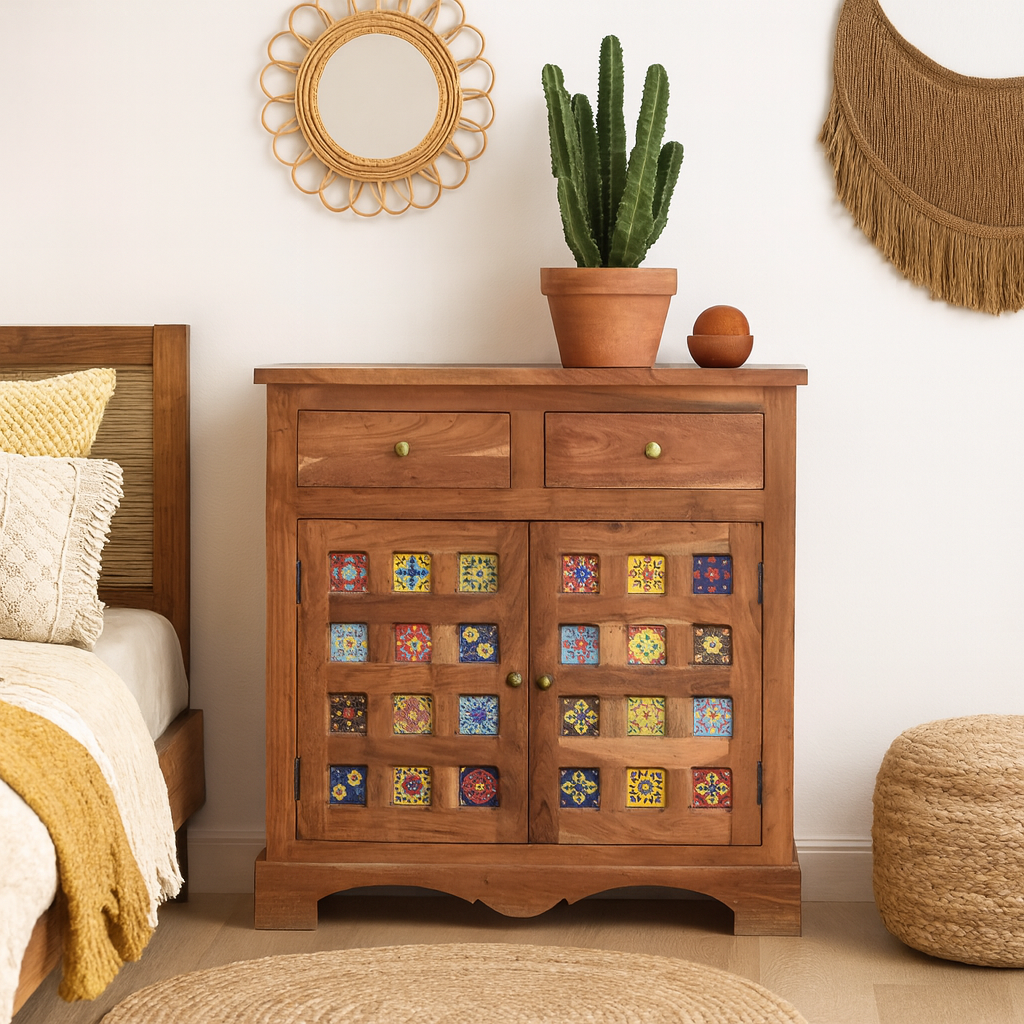 Rainie Carved Wooden Cabinet