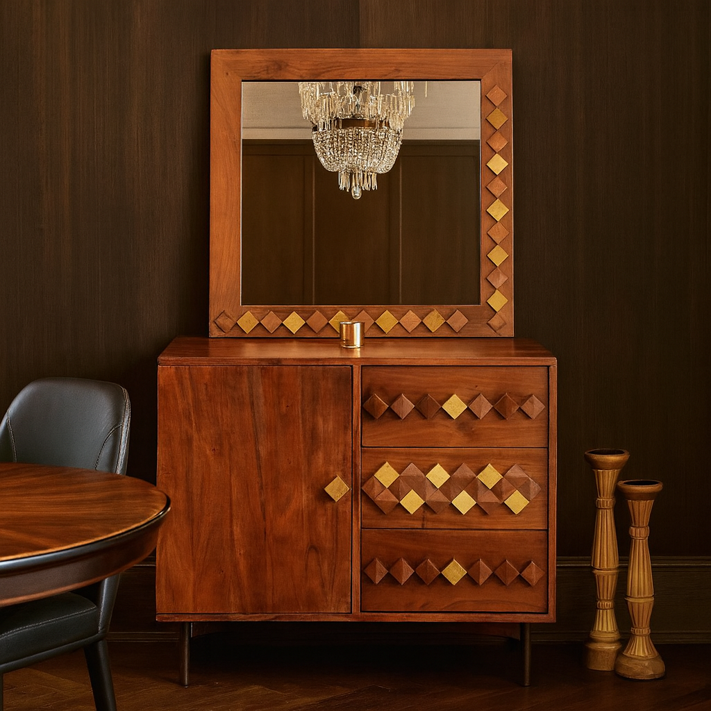 Bush Carved Chest of Drawer with Mirror