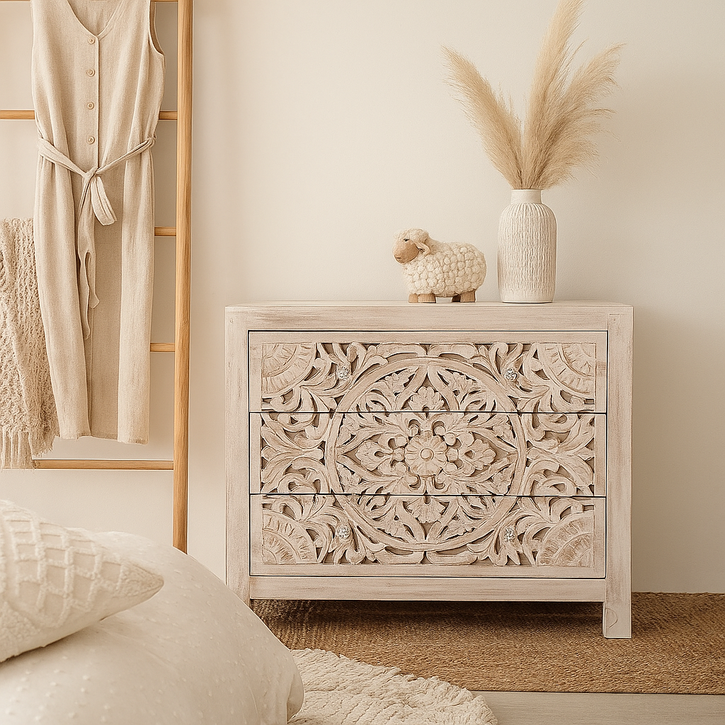 Kate Carved Wooden Chest of Drawer