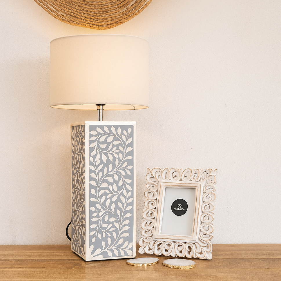 Shan Bone Inlay lamp with Shade