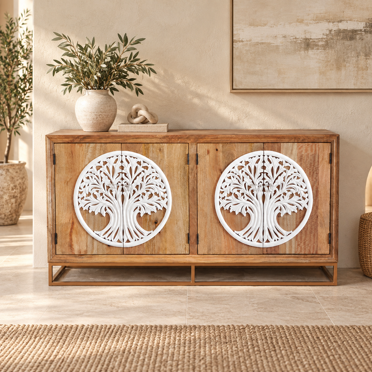 Leona Hand Card Wooden Sideboard