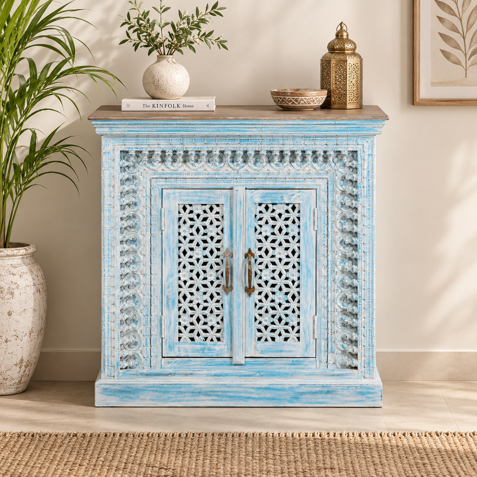 Cleon Hand Carved Wooden Chest