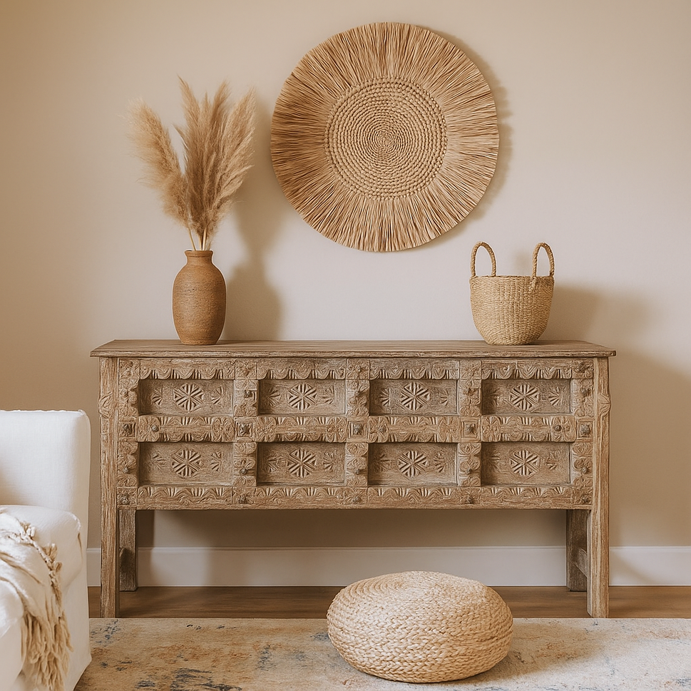Raja Wooden Hand Carved Console Table
