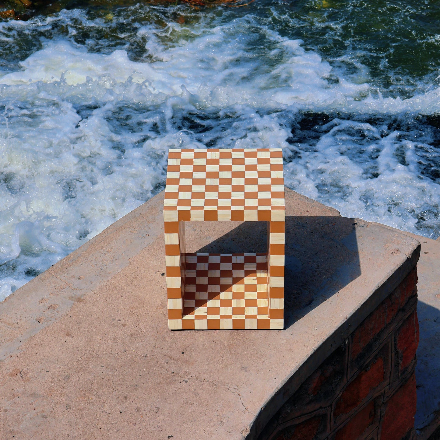 Chales Bone Inlay Checkboard Cube