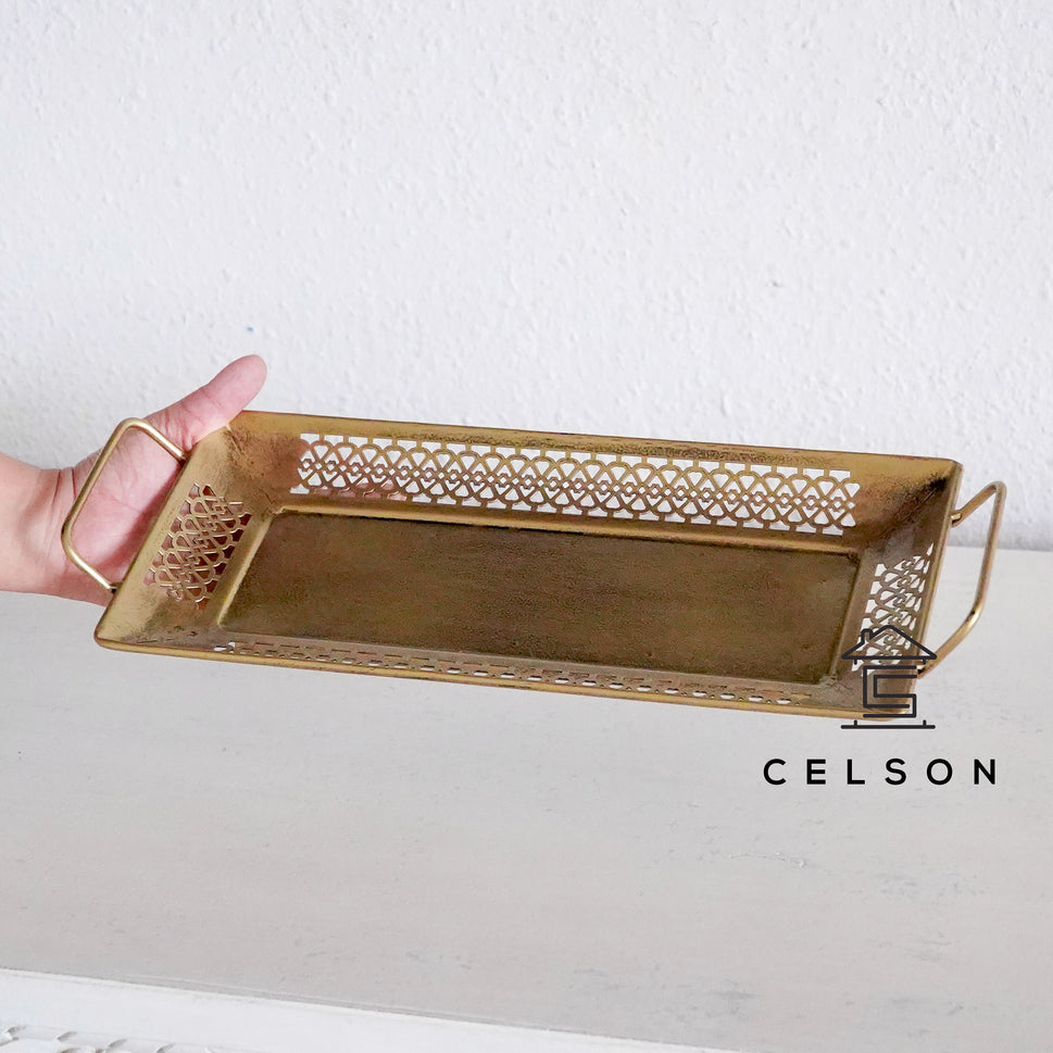 Aura Brass Finish Tray