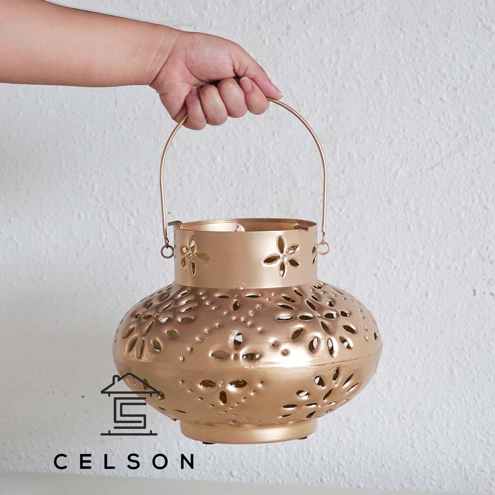 Sima Antique Brass Finish Lantern Set of 2