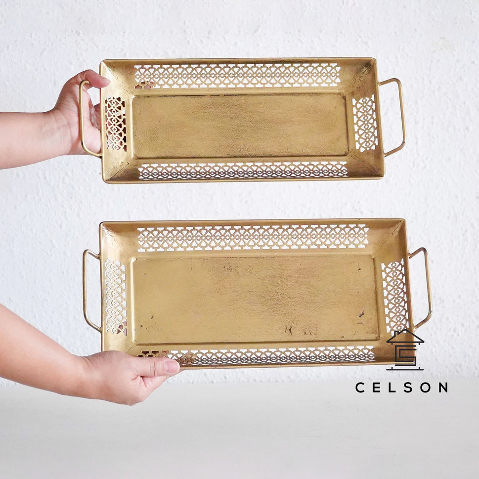 Aura Brass Finish Tray