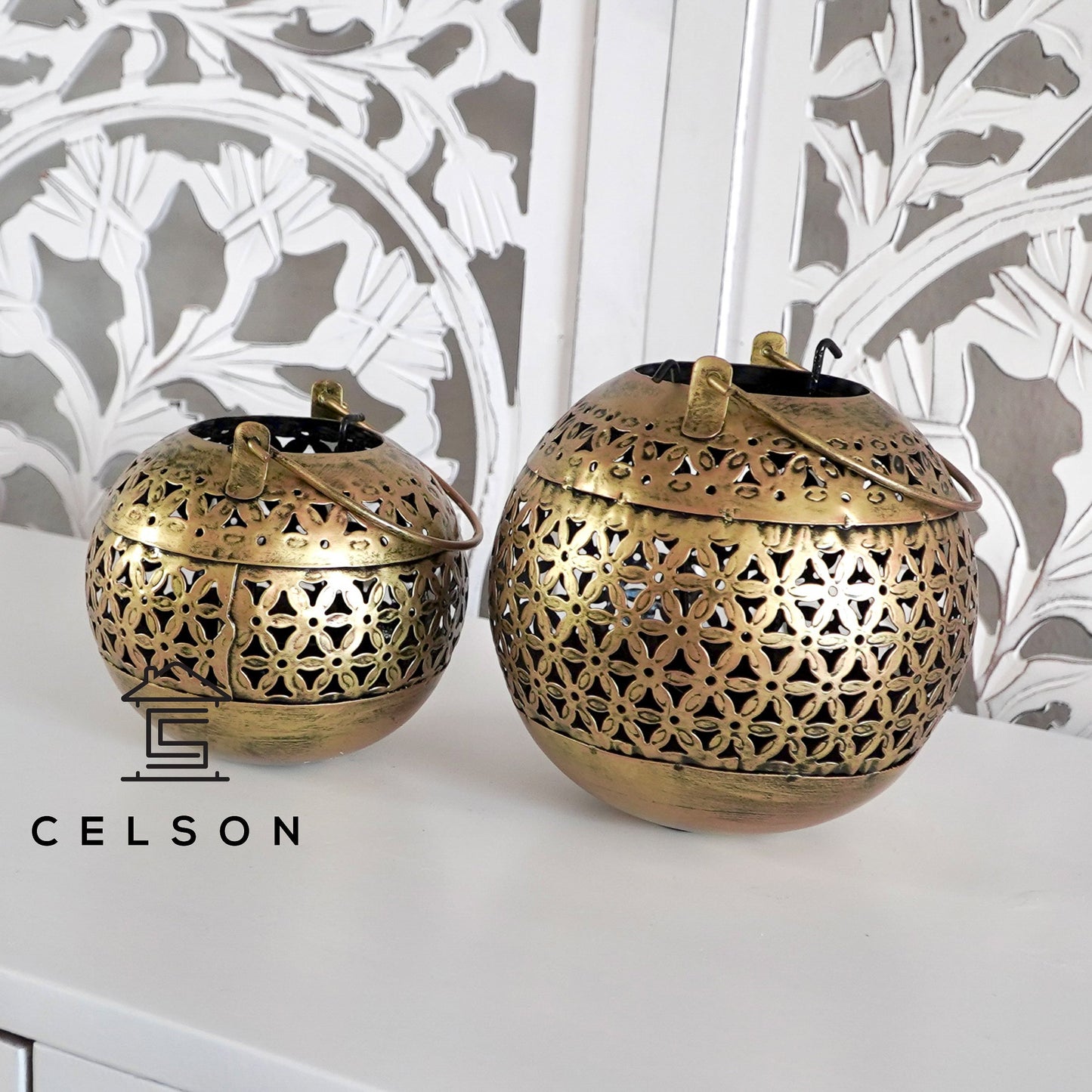 Zahra Brass Finish Lantern