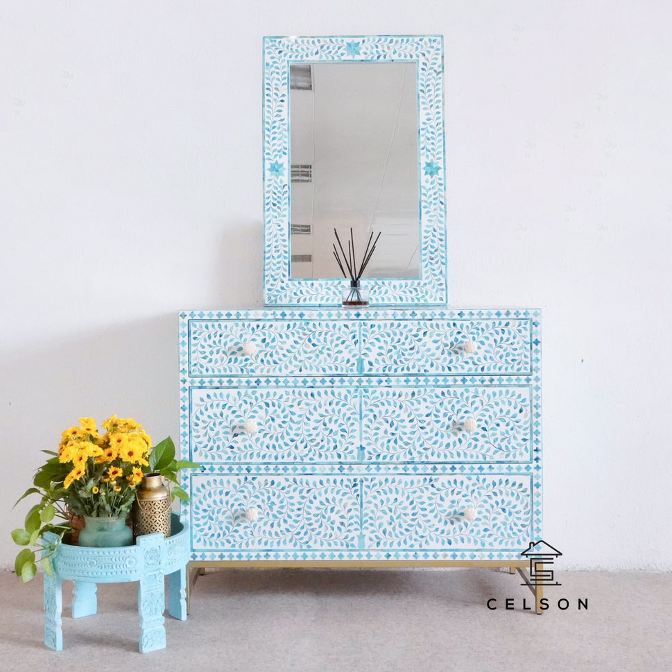 Vega Bone Inlay Chest and Mirror