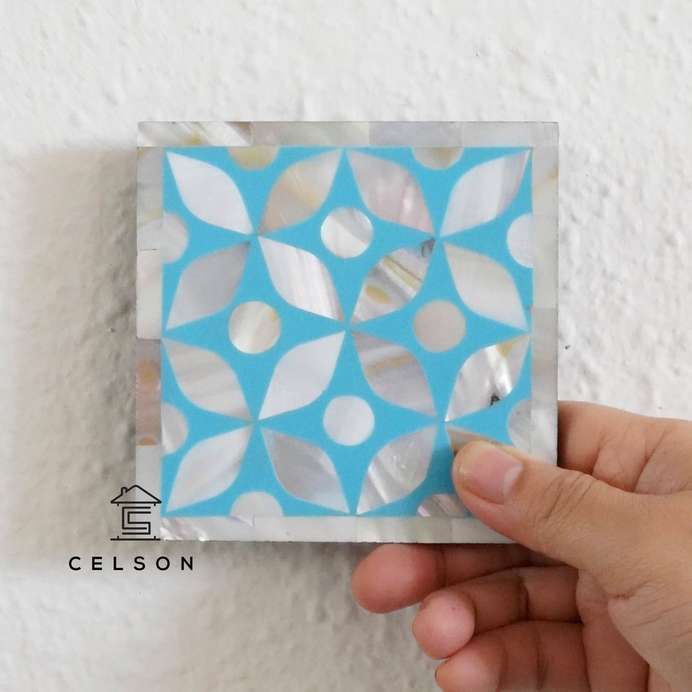 Geometric Pattern Mother of Pearl Inlay Coaster