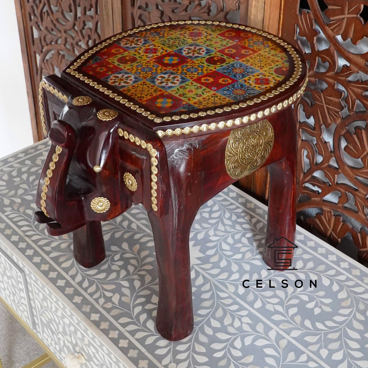 Ella Wooden Hand Carved Stool