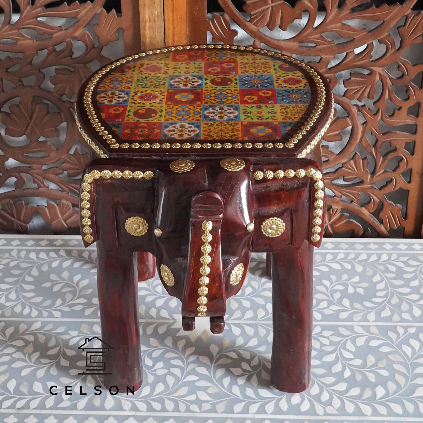 Ella Wooden Hand Carved Stool
