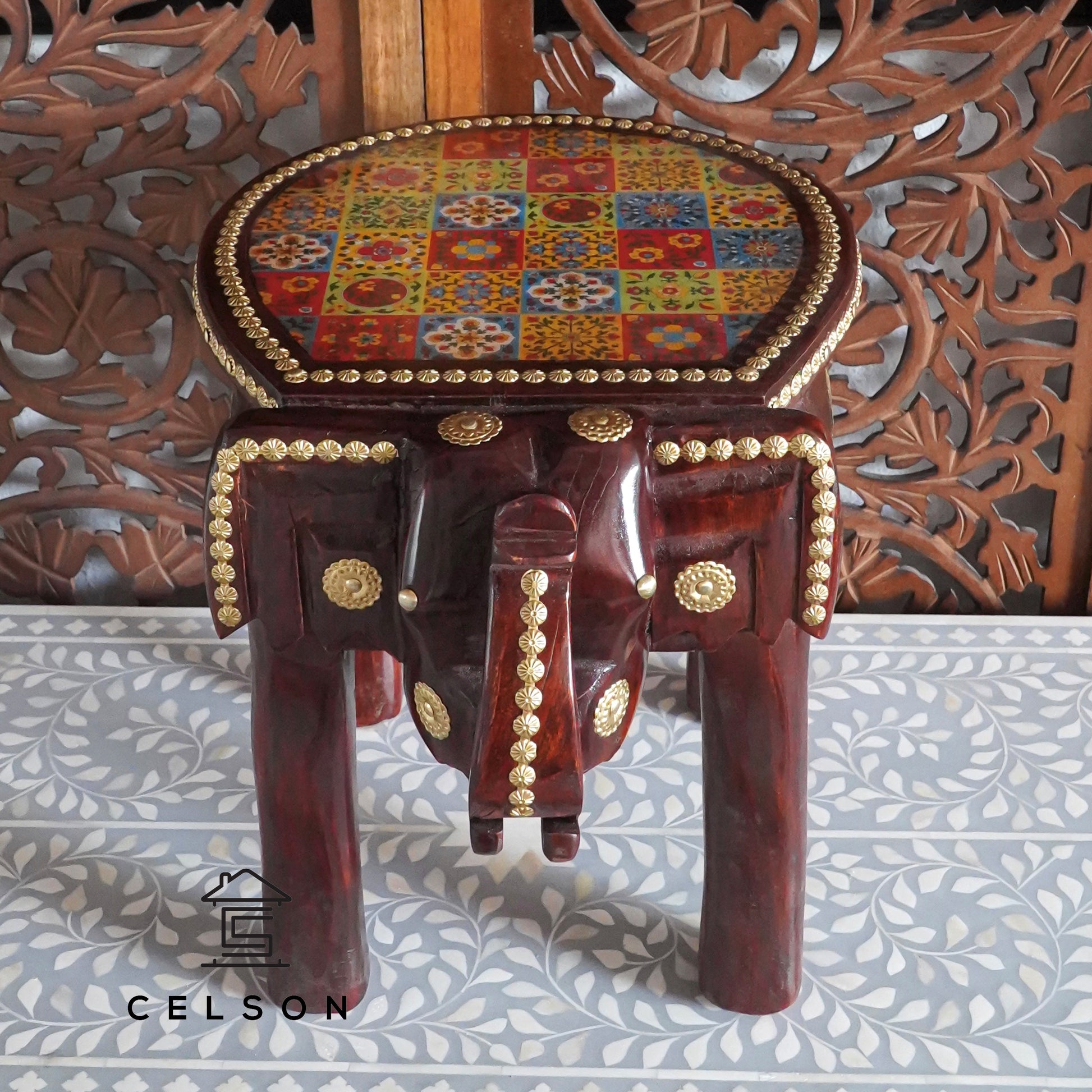 Ella Wooden Hand Carved Stool