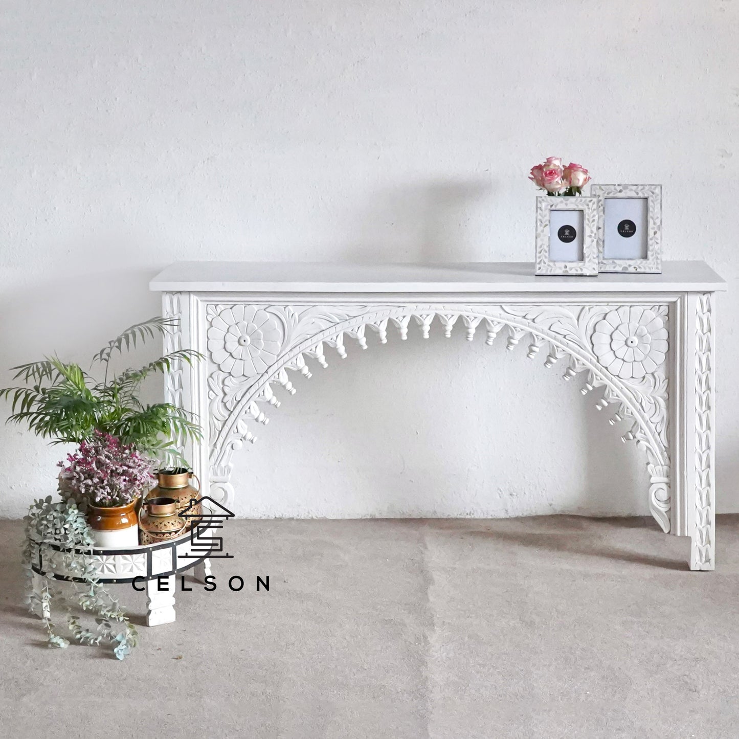 David Hand Carved Console Table