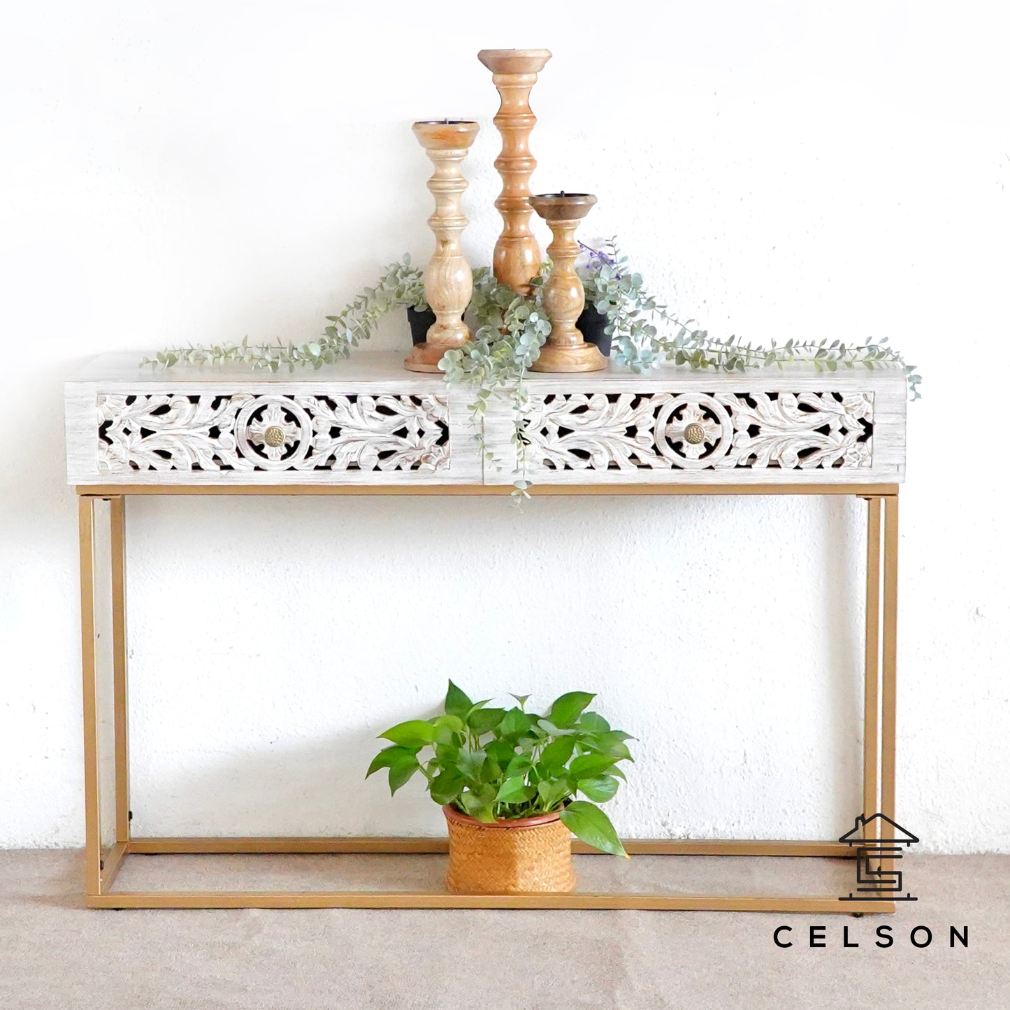 Eva Hand Carved Console Table