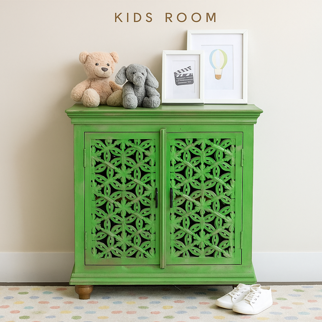 Camera Carved Wooden Cabinet