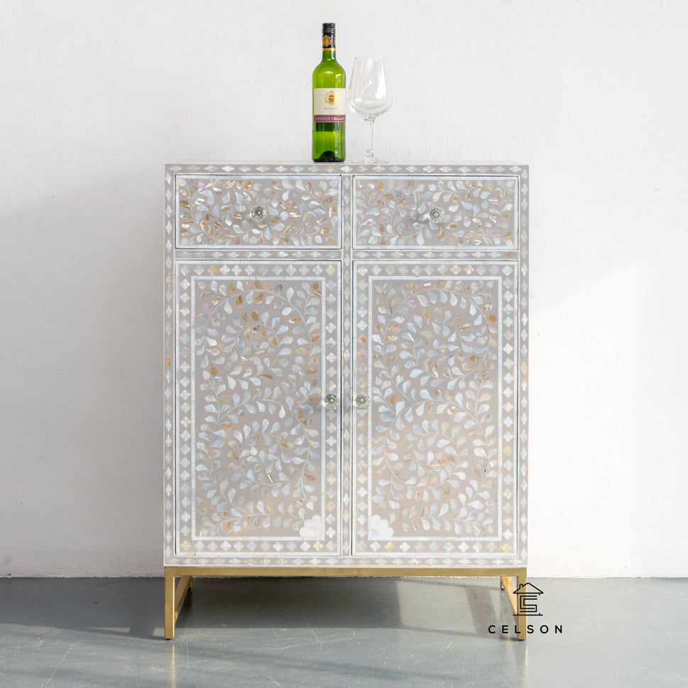 Paula Mother of Pearl Inlay Bar Cabinet