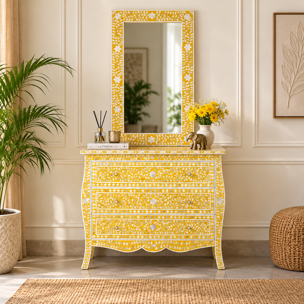 Nur Mother of Pearl Inlay Chest & Mirror