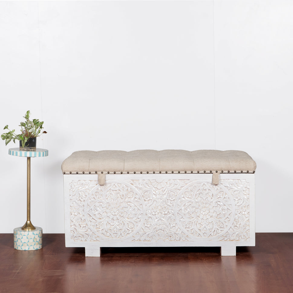 Jaden Wooded Carved Storage Trunk