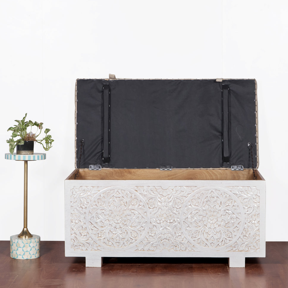 Jaden Wooded Carved Storage Trunk